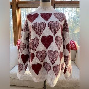 Adora Red Hearts Turtleneck Sweater